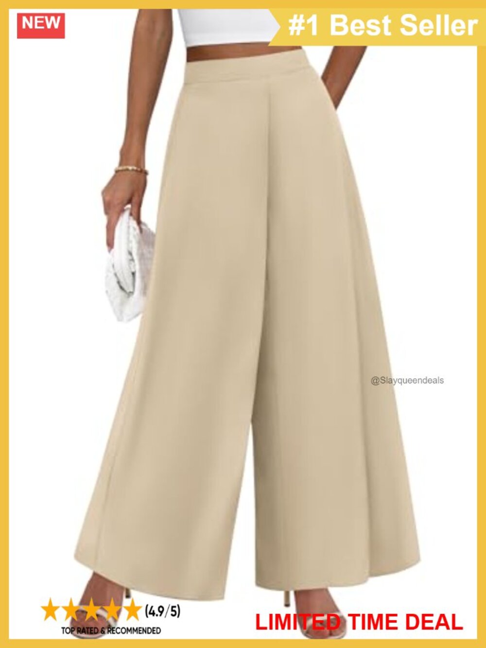 High Waisted Wide Leg Palazzo Pants Flowy Dressy Casual Trousers